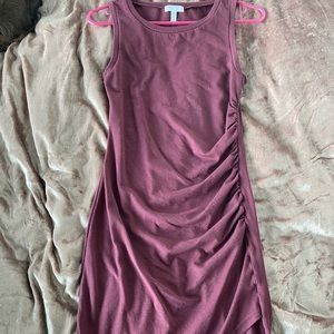 Leith maroon tulip hem body con dress